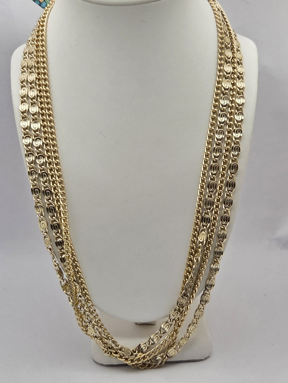 Sarah Coventry Vintage Gold Tone Multi-Strand Layered Chain Necklace 24.5”